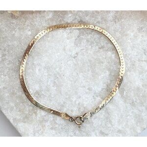 Italian Made Herringbone 925 Sterling Silver Vintage Lobster Enclosure Bracelet